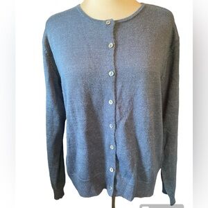 Erika & Co sweater cardigan button down front long sleeve crewneck size large